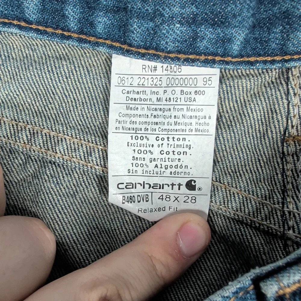Carhartt Jeans Mens 48x28 Blue B460 DVB Relaxed Fit Workwear Denim Pants